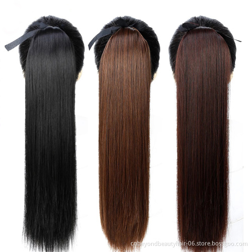 wholesale Private Label  Natural Straight Synthetic Extension Ribbon ponytail Hair for Women Hair
